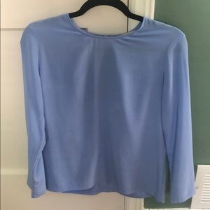 Grana blue periwinkle silk long sleeve blouse